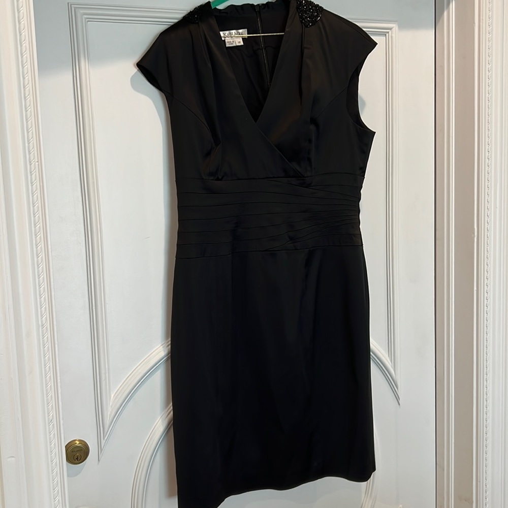 Black dress with shoulder bead detail